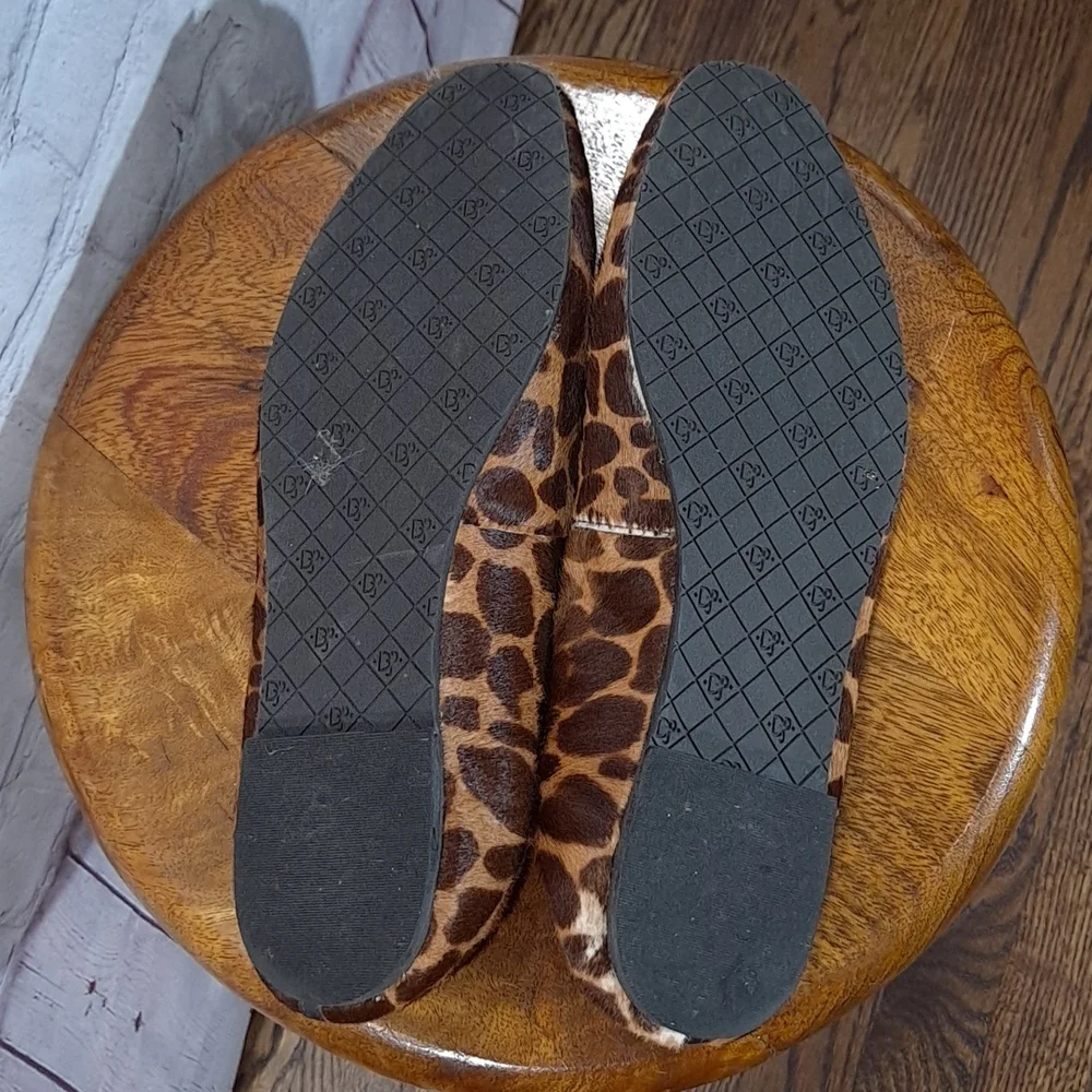 Donald J Pliner Brown Giraffe Pony Hair Ballet Flats